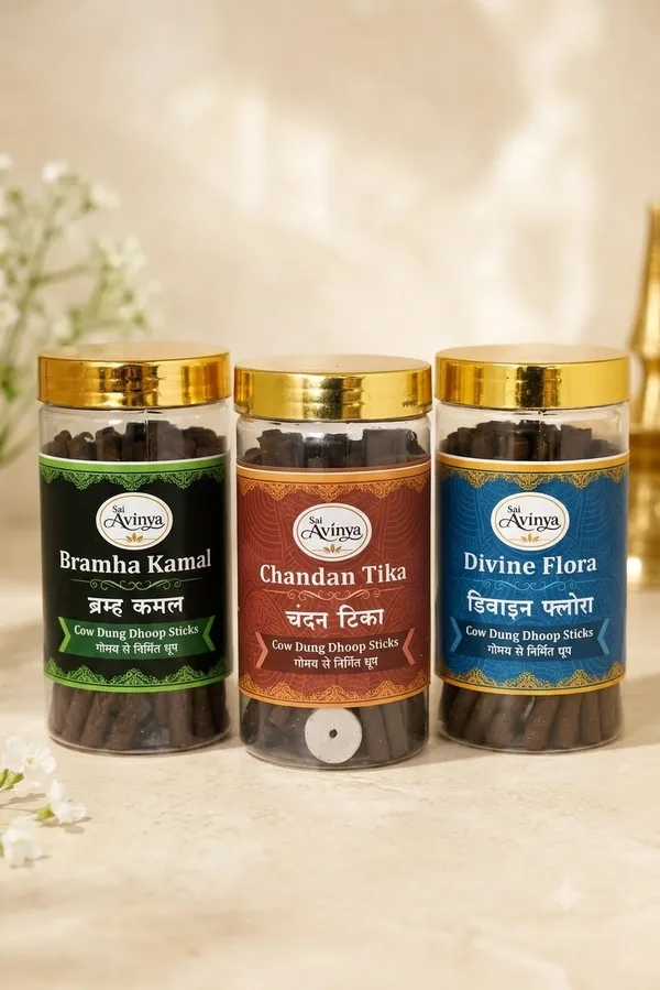 Sai_Avinya_Brahma_Kamal_,Chandan_Tika_&__Divine_Flora_Cow_Dung_Dhoop_Sticks_Pack_Of_3