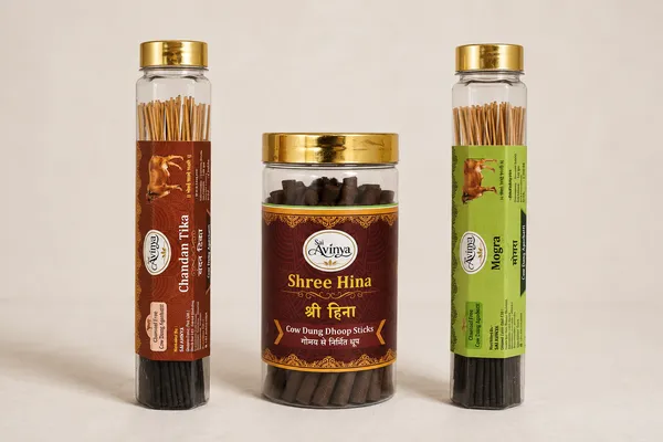 Sai_Avinya_Chandan_Tika_,Shree_Hina_&_Mogra_Cow_Dung_Agarbatti_Pack_Of_3