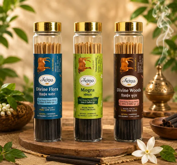 Sai_Avinya_Divine_Flora_Floral_,Mogra_&_Divine_Woods_Cow_Dung_Agarbatti_Pack_Of_3
