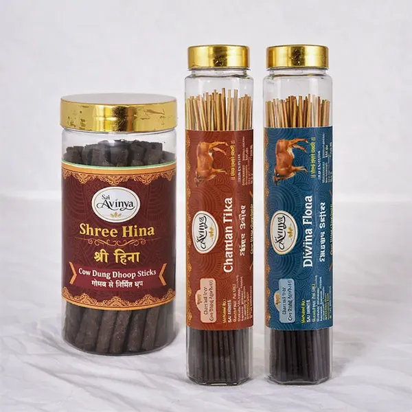 Sai_Avinya_Shree_Hina_,Chandan_&_Divine_Flora_Cow_Dung_Dhoop_Sticks_Pack_Of_3