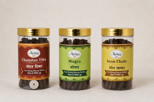 Sai_Avinya_Chandan_Tika_,Mogra_&_Soan_Chafa_Cow_Dung_Dhoop_Sticks_Pack_Of_3