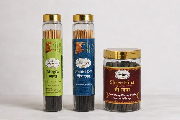 Sai_Avinya_Mogra_Cow_,Divine_Flora_&_Shree_Hina_Dung_Agarbatti_Pack_Of_3