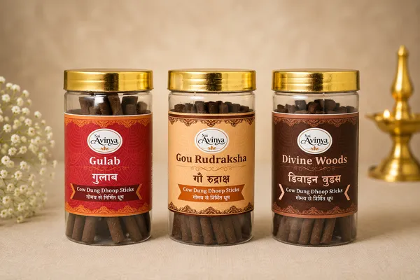 Sai_Avinya_Rose_Cow_Dung_,Earthy_Woody_&_Divine_Woods_Dhoop_Sticks_Pack_Of_3