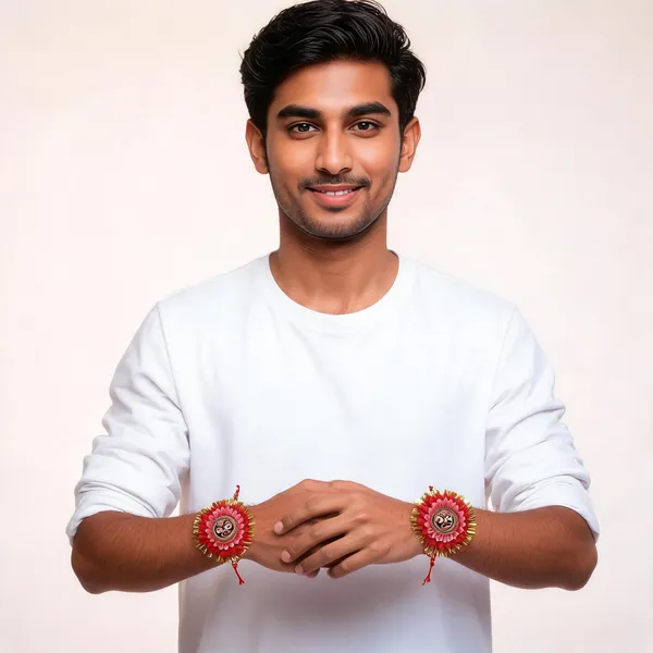 Sidharth_Enterprises_Ad_Stone_Rakhi_Red_Cream_Green_Gold_-_Pack_of_2