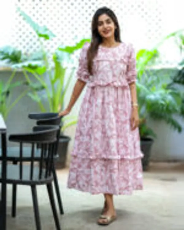 Pink_Floral_Cotton_Maxi_Frock_With_Ruffle_Design_Elegant_Casual_Wear