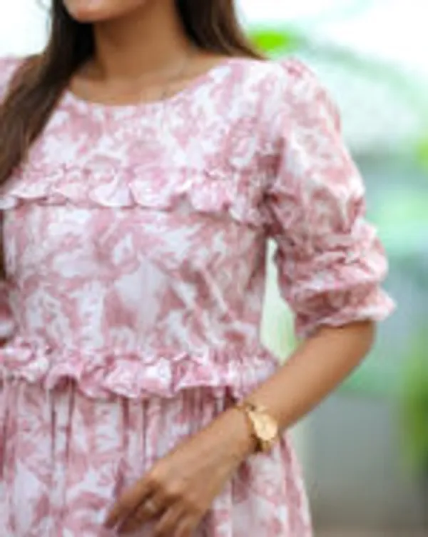 Pink_Floral_Cotton_Maxi_Frock_With_Ruffle_Design_Elegant_Casual_Wear
