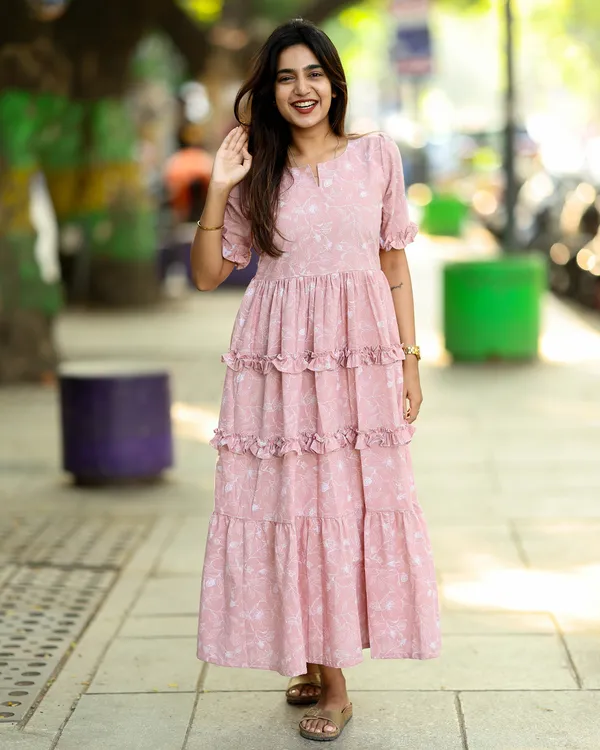 Pink_Silk_Cotton_Maxi_Frock_With_Ruffle_Layers_Elegant_Casual_Wear