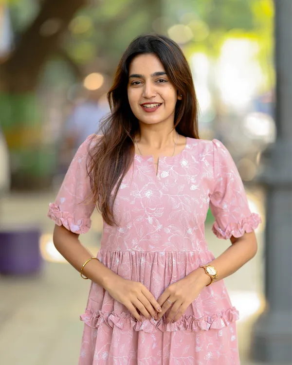Pink_Silk_Cotton_Maxi_Frock_With_Ruffle_Layers_Elegant_Casual_Wear