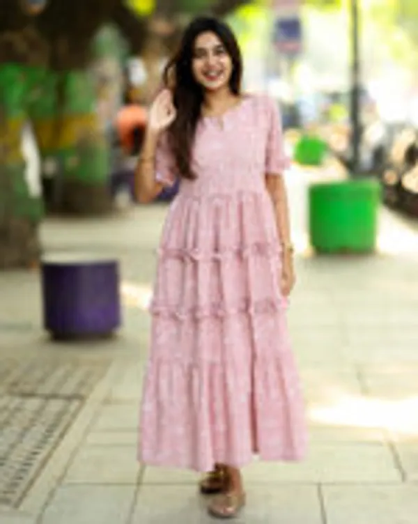 Pink_Silk_Cotton_Maxi_Frock_With_Ruffle_Layers_Elegant_Casual_Wear