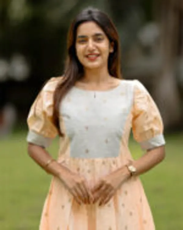 Pastel_Peach_Grey_Dual_Tone_Silk_Cotton_Maxi_Frock_With_Puff_Sleeves_Elegant_Women_S_Wear
