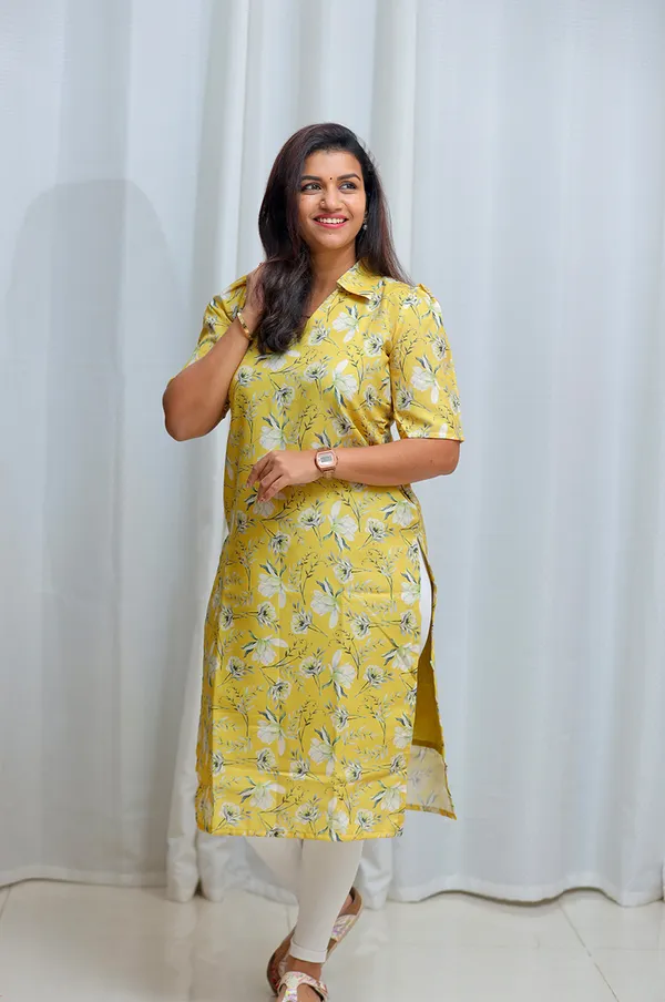 Sunny_Bloom_Yellow_Floral_Linen_Kurti_With_Collar_Neck