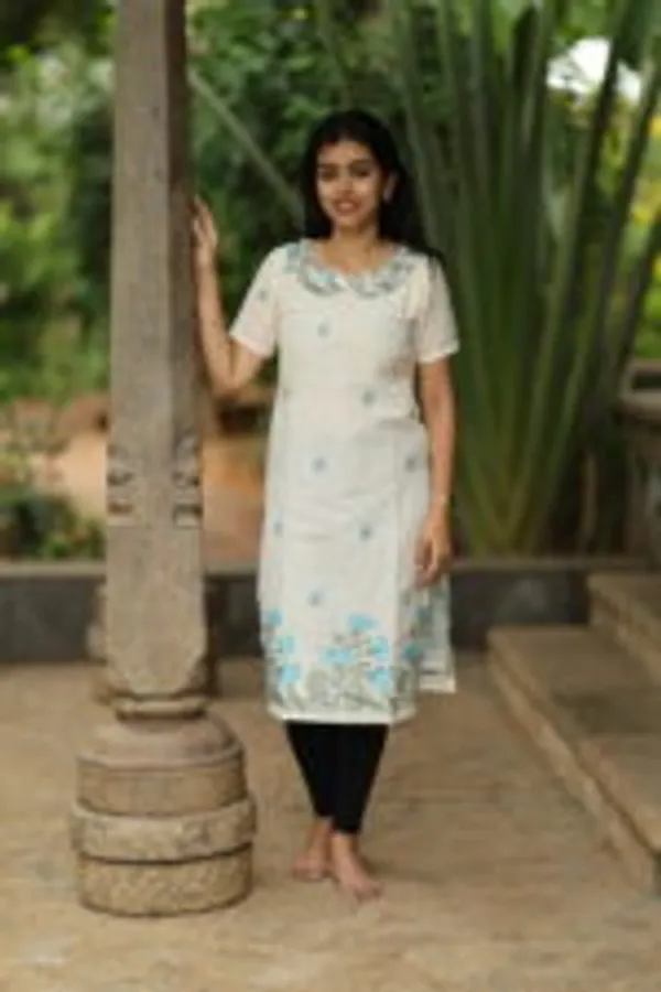 Off_White_Cotton_Kurti_With_Blue_Floral_Embroidery_Casual_Everyday_Wear