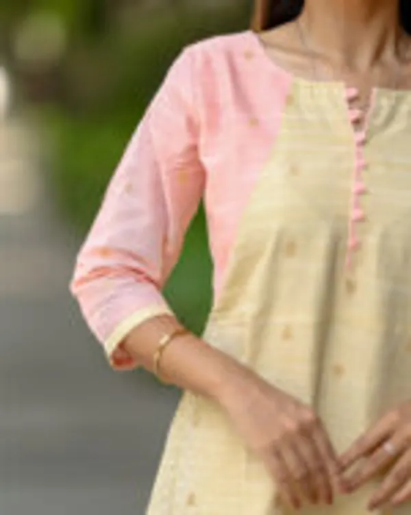 Pastel_Beige_Pink_Silk_Cotton_Maxi_Frock_With_Golden_Woven_Motifs_Elegant_Women_S_Wear