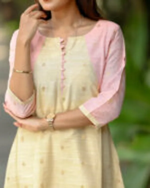 Pastel_Beige_Pink_Silk_Cotton_Maxi_Frock_With_Golden_Woven_Motifs_Elegant_Women_S_Wear