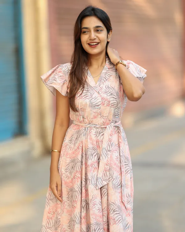 Peach_Grey_Printed_Silk_Cotton_Maxi_Frock_Elegant_Everyday_Wear