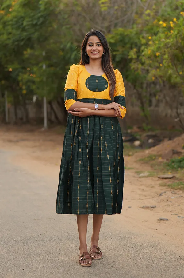 Sundari_Yellow_Green_Ethnic_Silk_Maxi_Dress