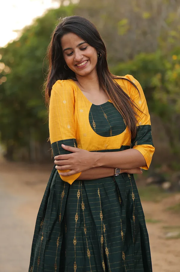 Sundari_Yellow_Green_Ethnic_Silk_Maxi_Dress