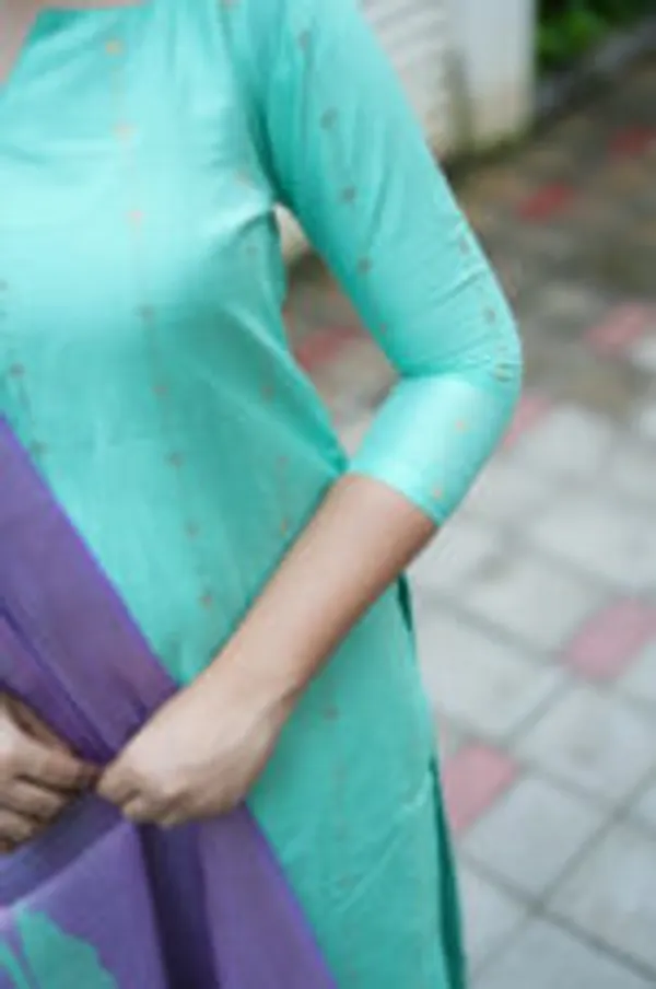 Mint_Bloom_Kurti_Set_Raw_Slub_Silk_Charm