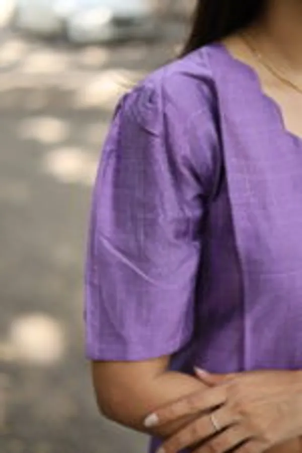 Purple_Silk_Kurti_With_Scallop_Neck_Elegant_Festive_Casual_Wear