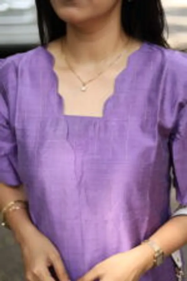 Purple_Silk_Kurti_With_Scallop_Neck_Elegant_Festive_Casual_Wear