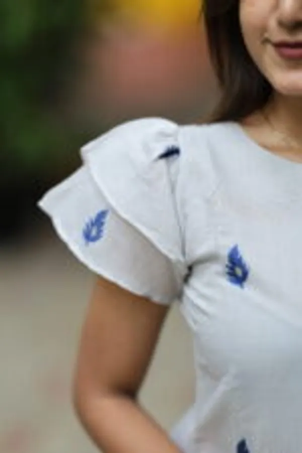 White_Indigo_Handblock_Print_Kurti_With_Dupatta_Minimal_Elegant_Ethnic_Wear