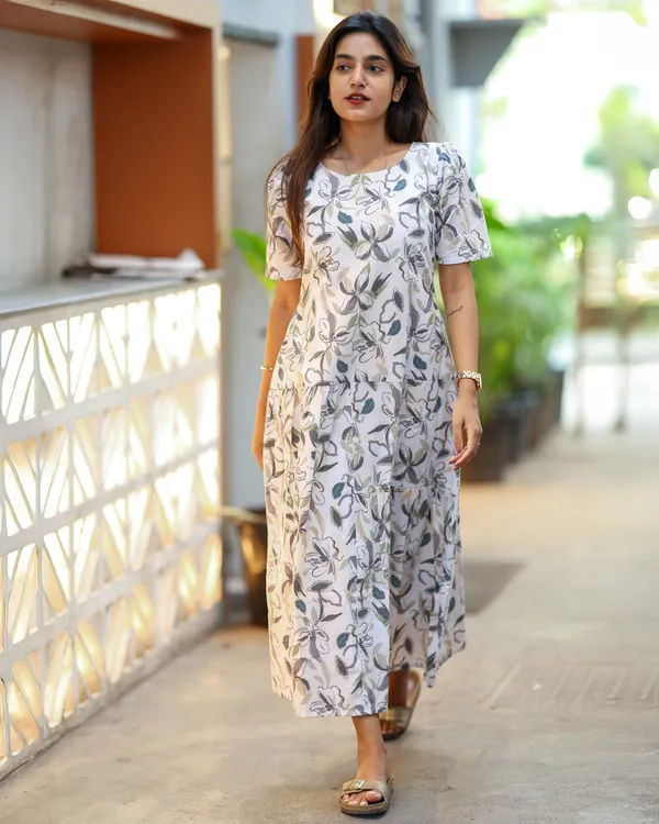 White_Floral_Cotton_Maxi_Frock_With_Grey_Green_Prints_Casual_Everyday_Wear