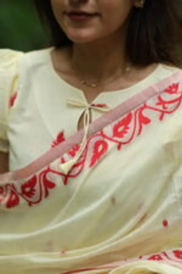 Cream_Cotton_Kurti_Top_With_Red_Threadwork_Handwoven_Dupatta_Minimal_Festive_Elegance