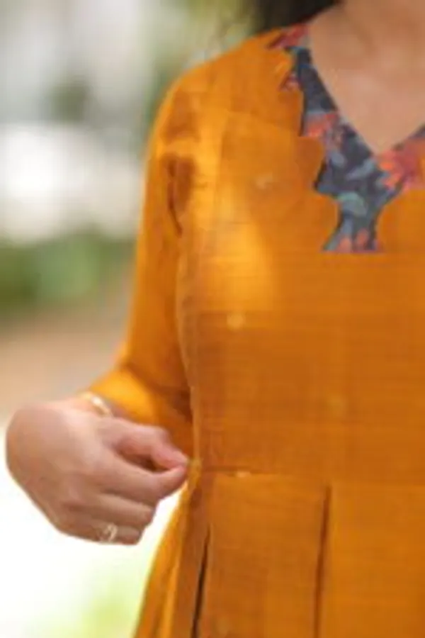 Mustard_Cotton_Maternity_Maxi_Dress_With_Printed_Neckline_Elegant_Comfort_Wear