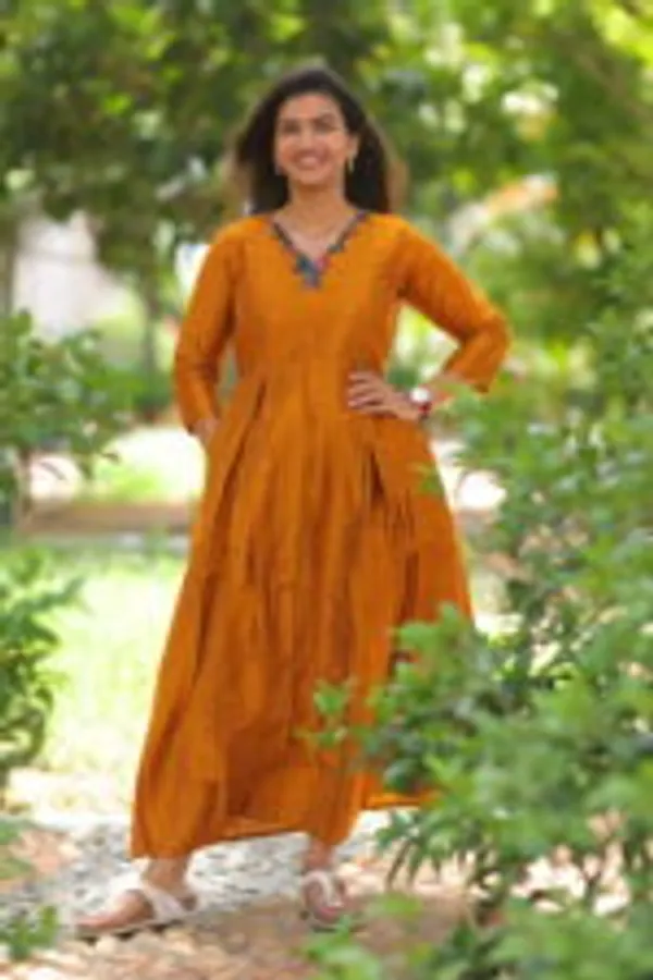 Mustard_Cotton_Maternity_Maxi_Dress_With_Printed_Neckline_Elegant_Comfort_Wear