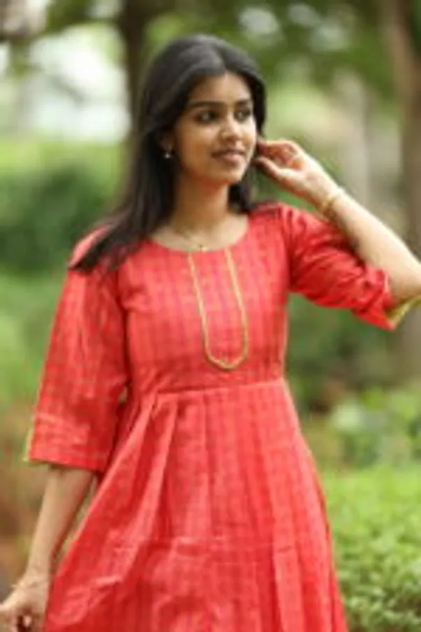 Red_Silk_Maxi_Frock_With_Green_Contrast_Sleeves_Elegant_Festive_Wear