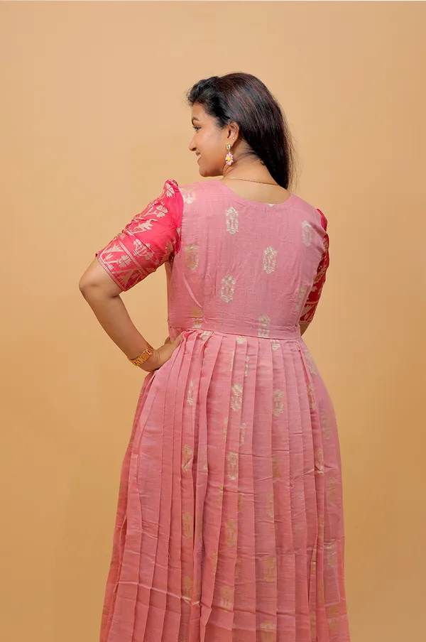 Blush_Pink_Ethnic_Silk_Cotton_Maternity_Gown