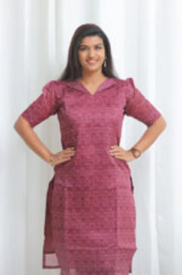 Wine_Printed_Kurti_With_Puff_Sleeves_Soft_Shine