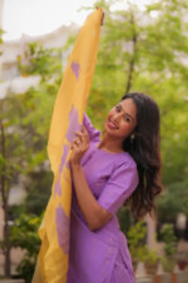 Lavender_Dusk_Slub_Silk_Kurti_Set_With_Mustard_Dupatta