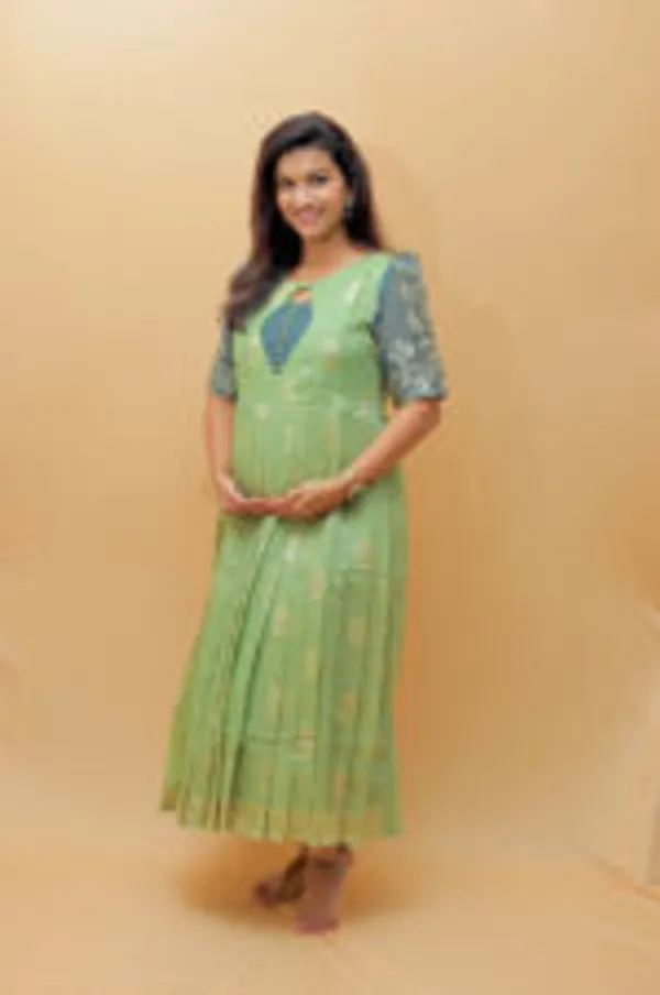 Ethnic_Green_Silk_Cotton_Maternity_Gown