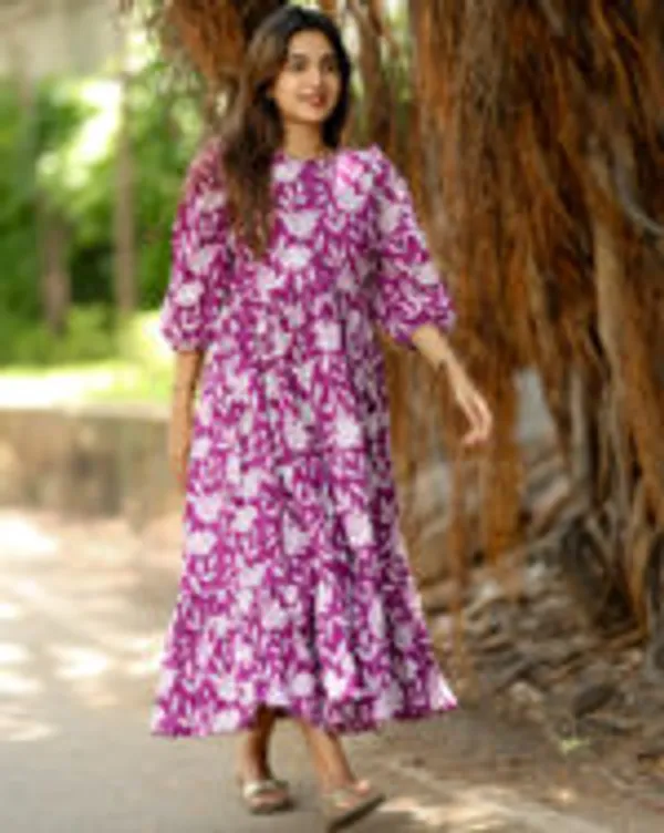Purple_Floral_Cotton_Maxi_Frock_Elegant_Casual_Wear