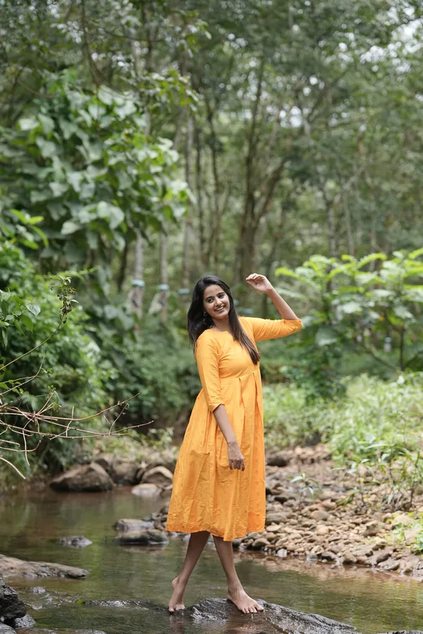 Yellow_Silk_Maxi_Frock_Elegant_Festive_Casual_Wear