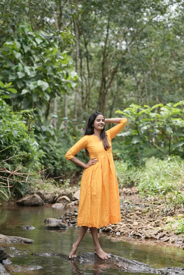 Yellow_Silk_Maxi_Frock_Elegant_Festive_Casual_Wear