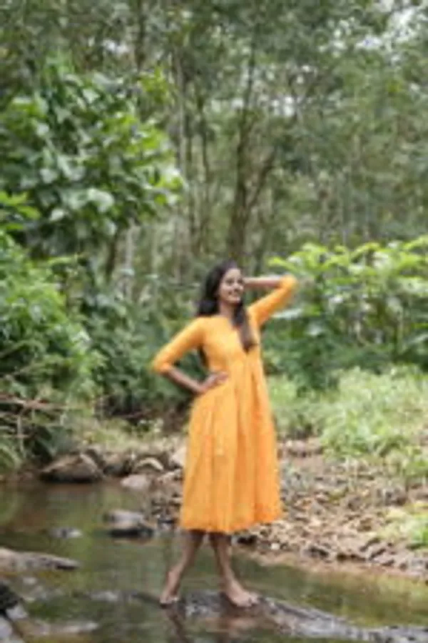 Yellow_Silk_Maxi_Frock_Elegant_Festive_Casual_Wear