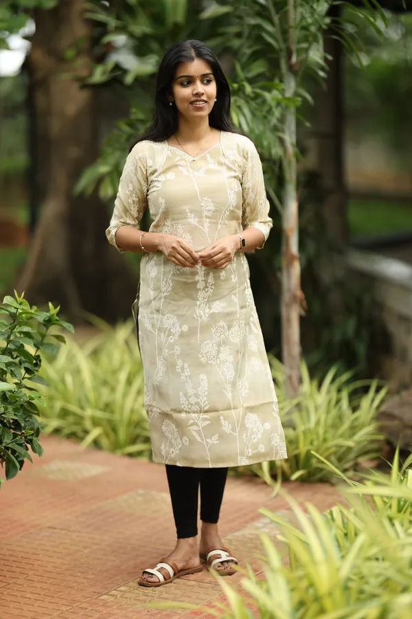 Beige_Floral_Cotton_Kurti_Elegant_Everyday_Ethnic_Wear