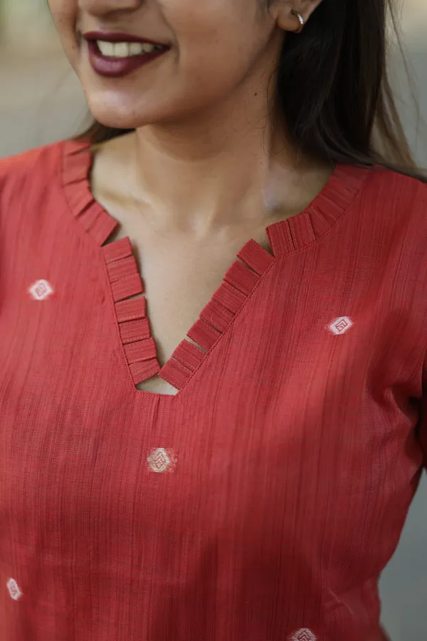 Rust_Red_Cotton_Straight_Kurti_With_Minimal_Motifs_Everyday_Elegance