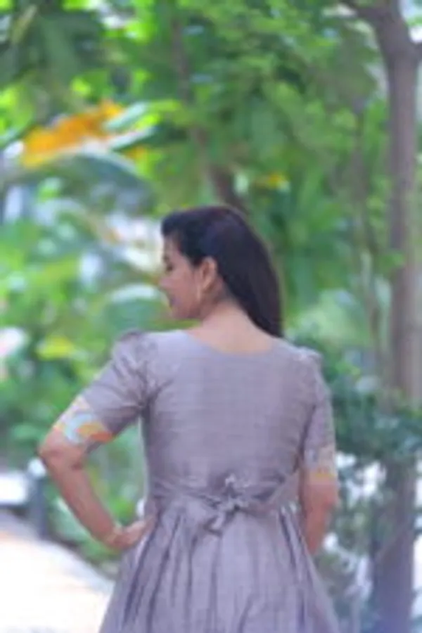 Beige_Silk_Maternity_Maxi_Dress_With_Printed_Patch_Sleeves_Feeding_Friendly