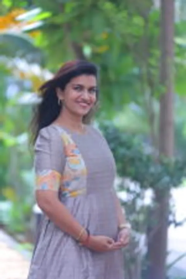 Beige_Silk_Maternity_Maxi_Dress_With_Printed_Patch_Sleeves_Feeding_Friendly