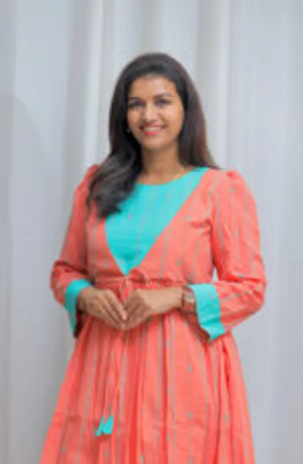 Peach_Pop_South_Cotton_Flared_Kurti_With_Aqua_Yoke