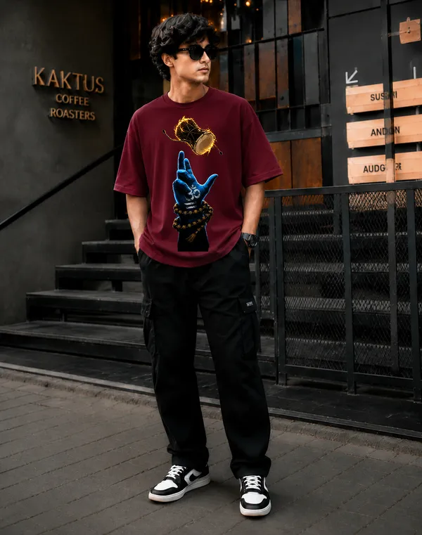 Maroon_French_Terry_Cotton_Graphic_Print_T-Shirt_For_Men