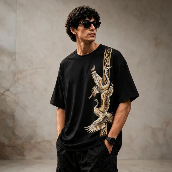 Black_French_Terry_Cotton_Relaxed_Fit_Graphic_T-Shirt_For_Men