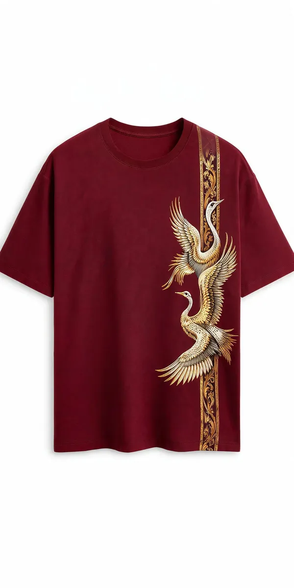 Maroon_French_Terry_Cotton_Relaxed_Fit_Graphic_T-Shirt_For_Men