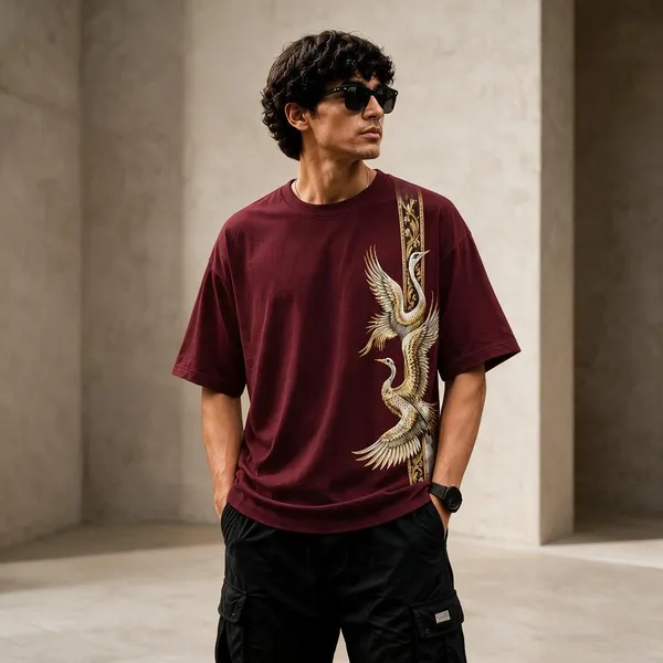 Maroon_French_Terry_Cotton_Relaxed_Fit_Graphic_T-Shirt_For_Men