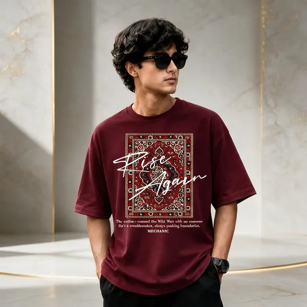 Maroon_French_Terry_Cotton_Regular_Fit_Printed_T-Shirt_For_Men