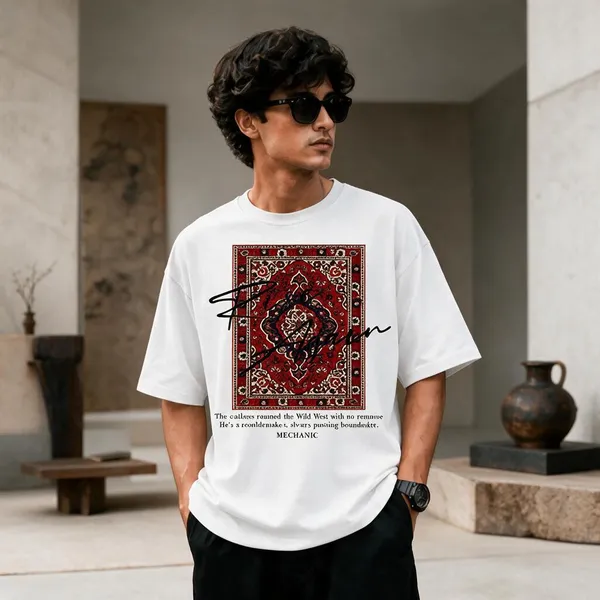 White_French_Terry_Cotton_Regular_Fit_Printed_T-Shirt_For_Men