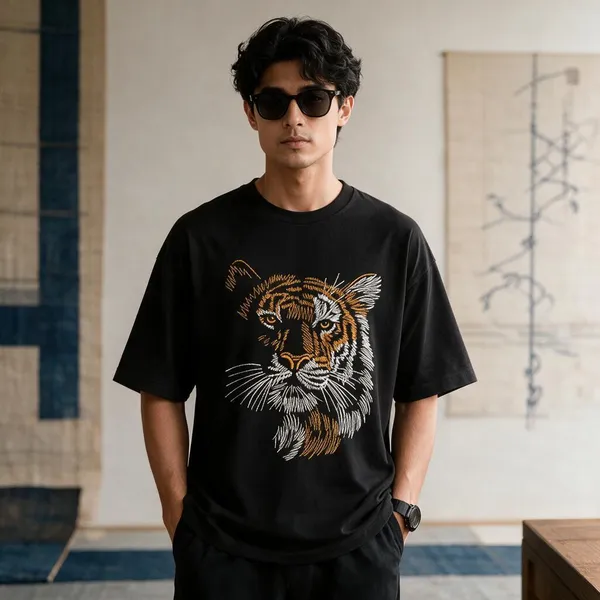 Black_French_Terry_Cotton_Oversized_Graphic_Print_T-Shirt_For_Men